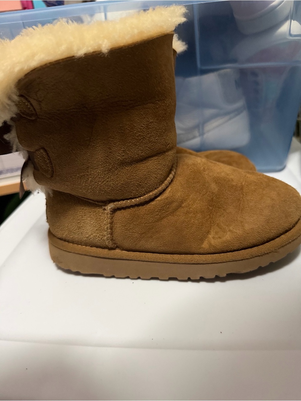 UGG Kids Chestnut Brown Shearling Cuff Boot